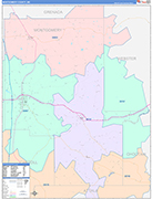 Montgomery County Wall Map Color Cast Style