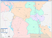 Montgomery County Wall Map Color Cast Style