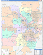 Montgomery County Wall Map Color Cast Style