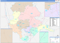 Moore County Wall Map Color Cast Style
