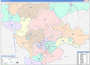 Moore County Wall Map Color Cast Style