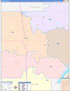 Moore County Wall Map Color Cast Style