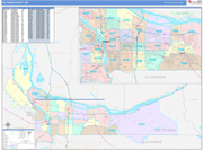Multnomah County Wall Map Color Cast Style