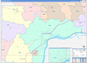 Muscatine County Wall Map Color Cast Style