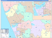 Muskegon County Wall Map Color Cast Style