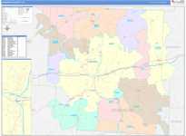 Muskingum County Wall Map Color Cast Style