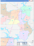 Muskogee County Wall Map Color Cast Style