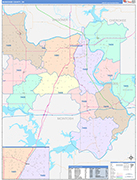 Muskogee County Wall Map Color Cast Style