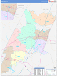 Nash County Wall Map Color Cast Style