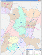 Nash County Wall Map Color Cast Style