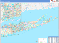 Nassau-Suffolk Wall Map Color Cast Style