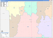 Ness County Wall Map Color Cast Style