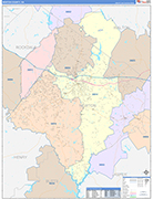 Newton County Wall Map Color Cast Style