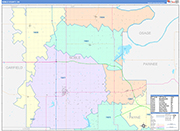 Noble County Wall Map Color Cast Style