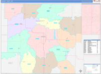 Nodaway County Wall Map Color Cast Style
