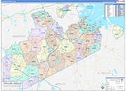 Norfolk Wall Map Color Cast Style