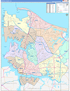 Norfolk County Wall Map Color Cast Style