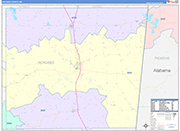 Noxubee County Wall Map Color Cast Style