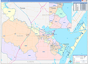 Nueces County Wall Map Color Cast Style