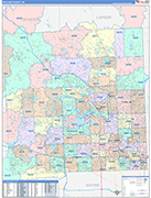 Oakland County Wall Map Color Cast Style