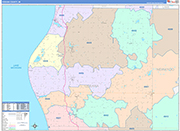 Oceana County Wall Map Color Cast Style