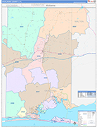 Okaloosa County Wall Map Color Cast Style
