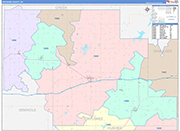 Okfuskee County Wall Map Color Cast Style