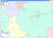 Oktibbeha County Wall Map Color Cast Style