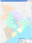 Onslow County Wall Map Color Cast Style