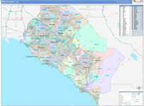 Orange County Wall Map Color Cast Style