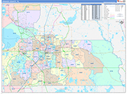 Orange County Wall Map Color Cast Style