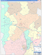 Orange County Wall Map Color Cast Style