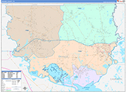 Orange County Wall Map Color Cast Style