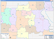 Otoe County Wall Map Color Cast Style