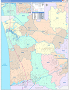 Ottawa County Wall Map Color Cast Style