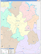 Overton County Wall Map Color Cast Style