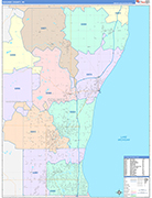 Ozaukee County Wall Map Color Cast Style