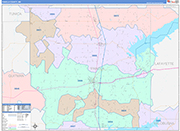 Panola County Wall Map Color Cast Style