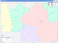 Pawnee County Wall Map Color Cast Style