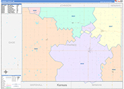Pawnee County Wall Map Color Cast Style