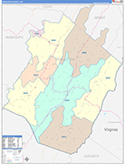 Pendleton County Wall Map Color Cast Style