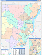 Peoria County Wall Map Color Cast Style