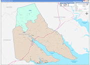 Perquimans County Wall Map Color Cast Style