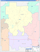Perry County Wall Map Color Cast Style