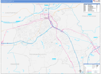 Petersburg County Wall Map Color Cast Style