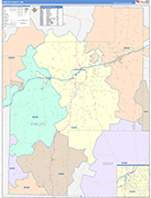 Phelps County Wall Map Color Cast Style