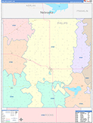 Phillips County Wall Map Color Cast Style