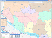 Pierce County Wall Map Color Cast Style