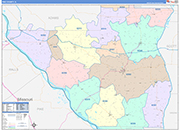Pike County Wall Map Color Cast Style