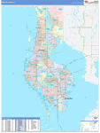 Pinellas County Wall Map Color Cast Style